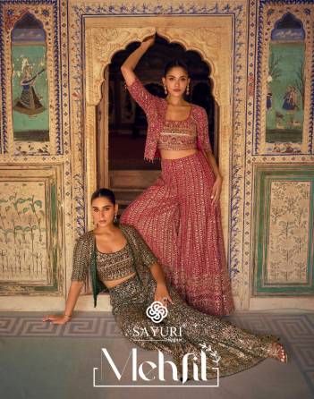 MEHFIL BY SAYURI DESIGNER GEROGETTE CO-ORD SET WHOLESALER IN INDIA